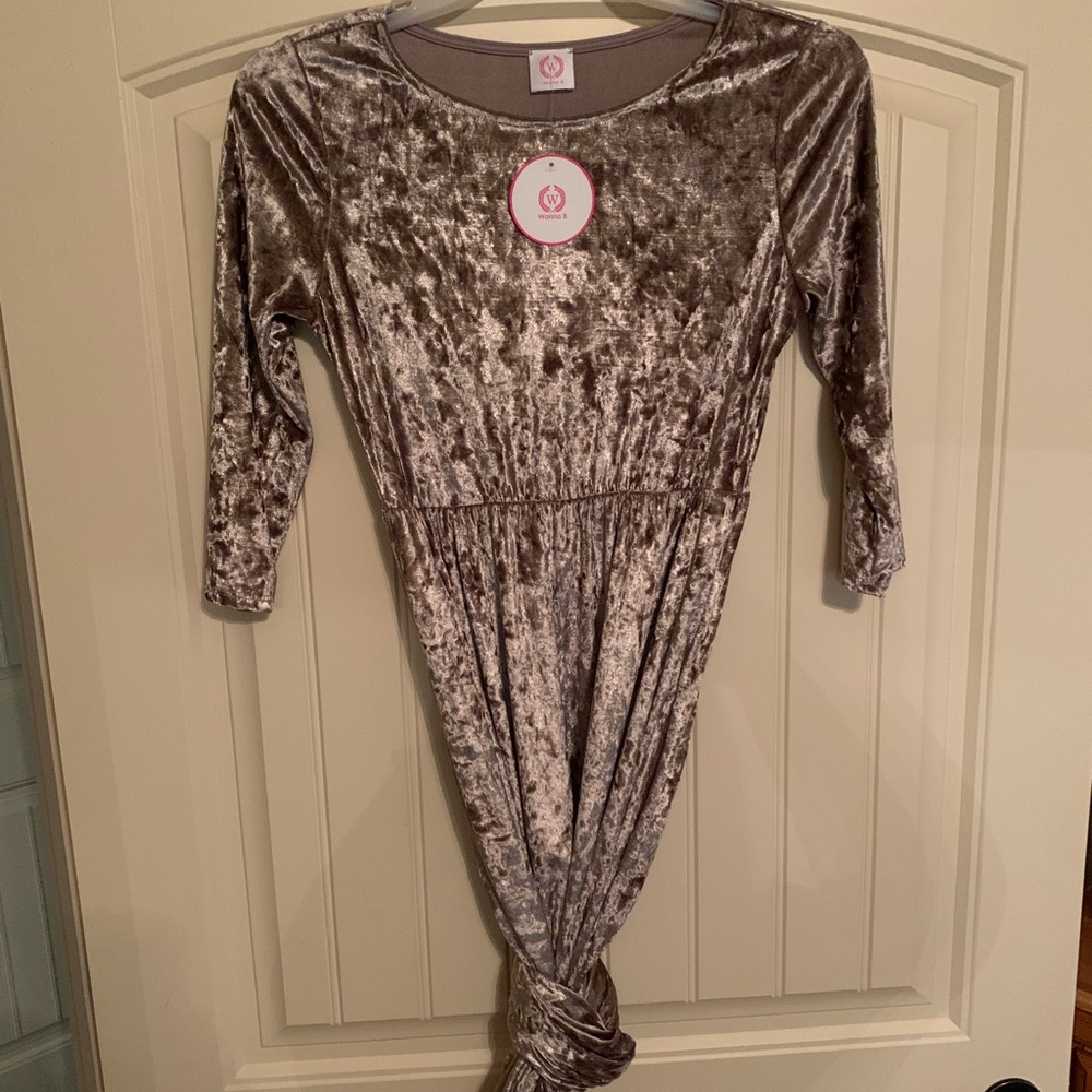 Gold velvet floor length dress